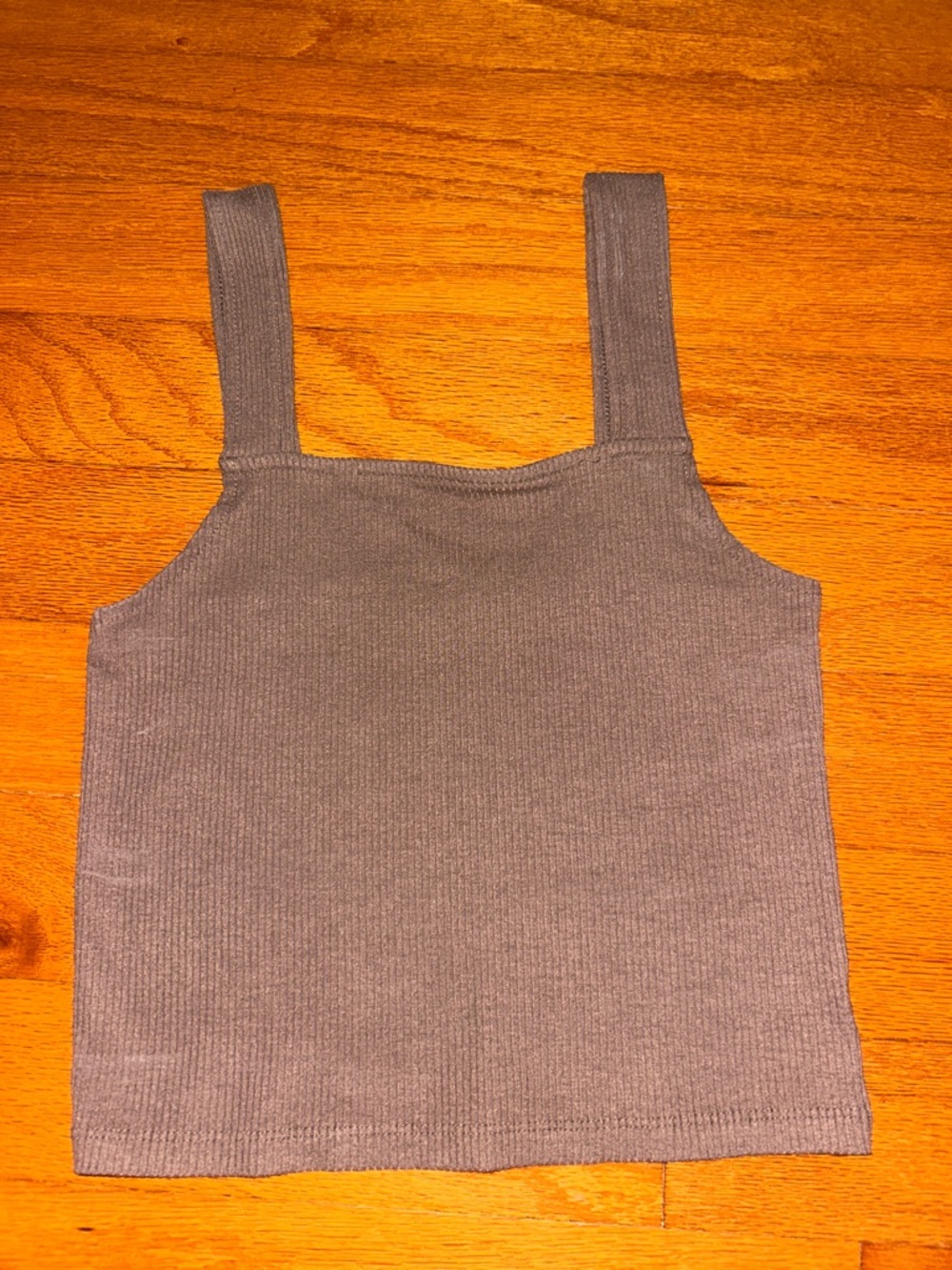 American Eagle Outfitters Ribbed Square-Neck Tank Top - Taupe